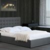 Lit coffre en tissu gris "LUXOR"