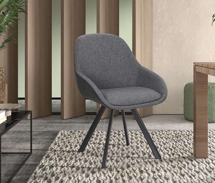 Chaise en tissu dos en PU "Jan"