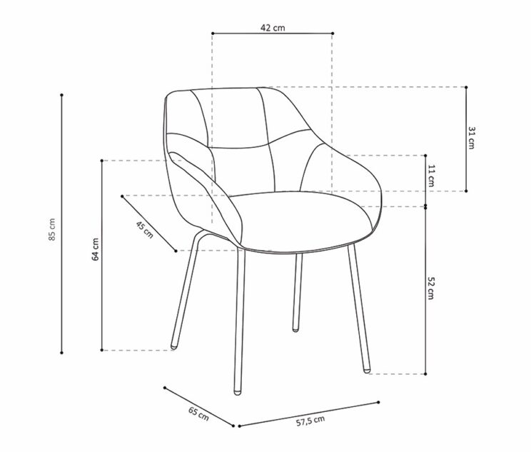 Chaise en tissu dos PU "Sem" - Image 6