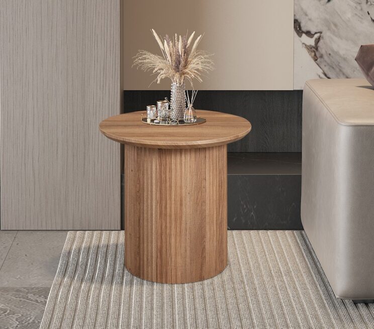 Table basse ronde décor bois "Lagos"