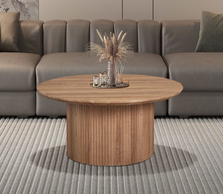 Table basse ronde décor bois"Lagos"