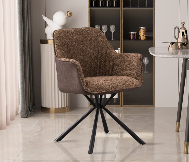 Chaise en tissu bouclé dos en PU "Lucie"