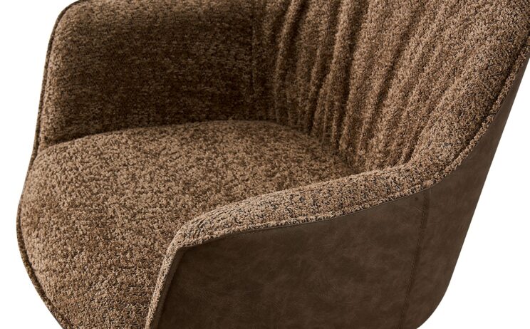 Chaise en tissu bouclé dos en PU "Lucie" - Image 7