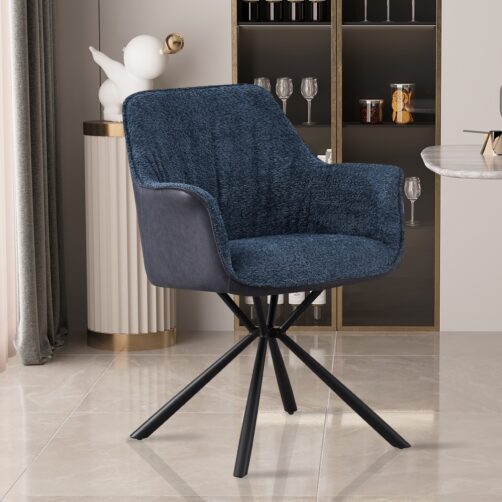 Chaise en tissu bouclé dos en PU "Lucie"
