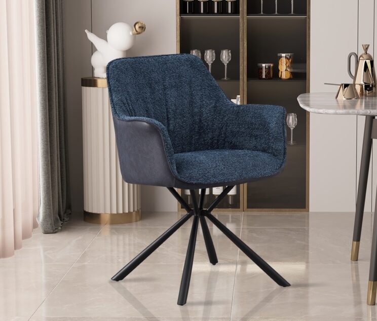 Chaise en tissu bouclé dos en PU "Lucie"