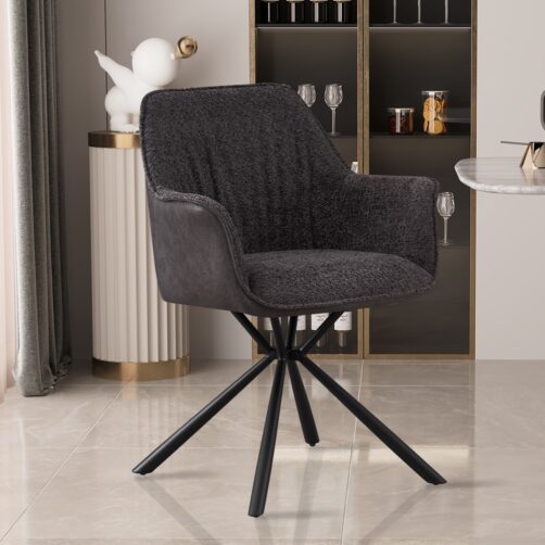 Chaise en tissu bouclé dos en PU "Lucie"