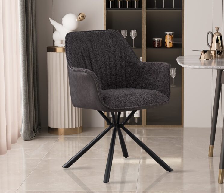 Chaise en tissu bouclé dos en PU "Lucie"