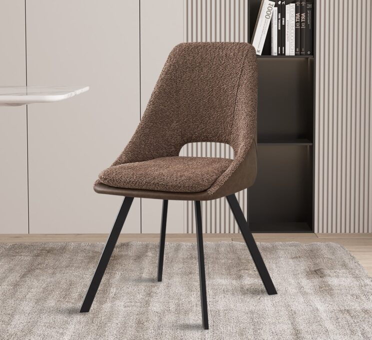 Chaise en tissu bouclé dos en PU "Filou"