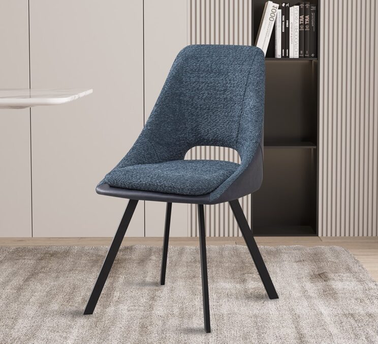 Chaise en tissu bouclé dos en PU "Filou"
