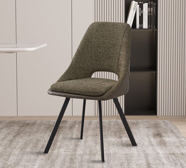 Chaise en tissu bouclé dos en PU "Filou"