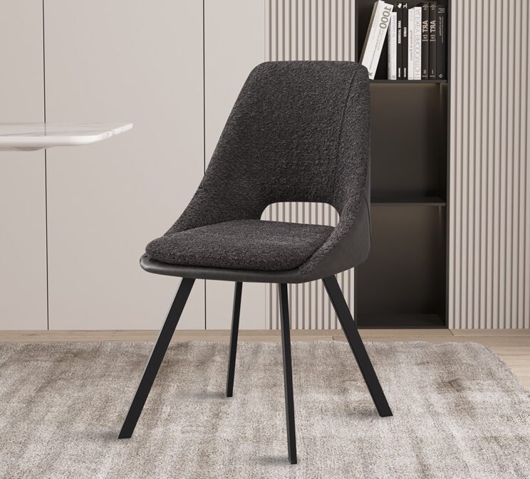 Chaise en tissu bouclé dos en PU "Filou"