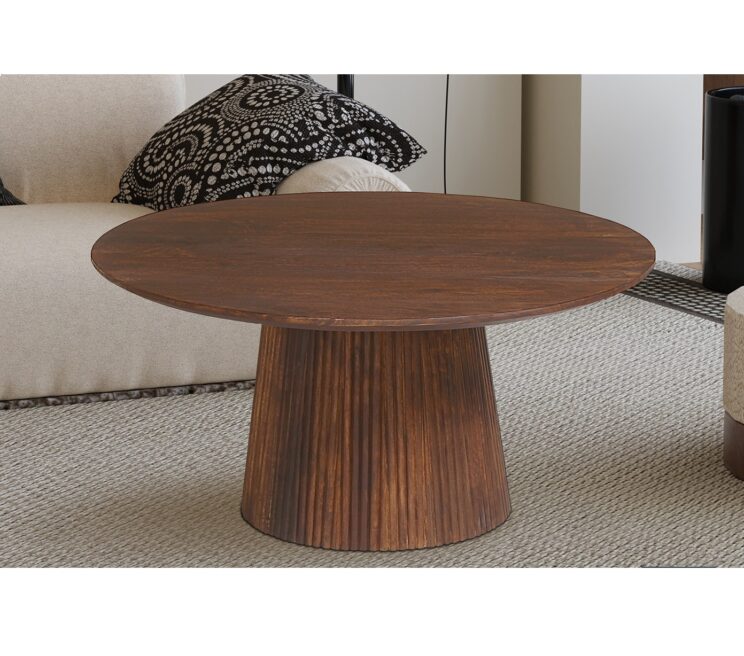 Table basse ronde en bois de manguier "Miguel"
