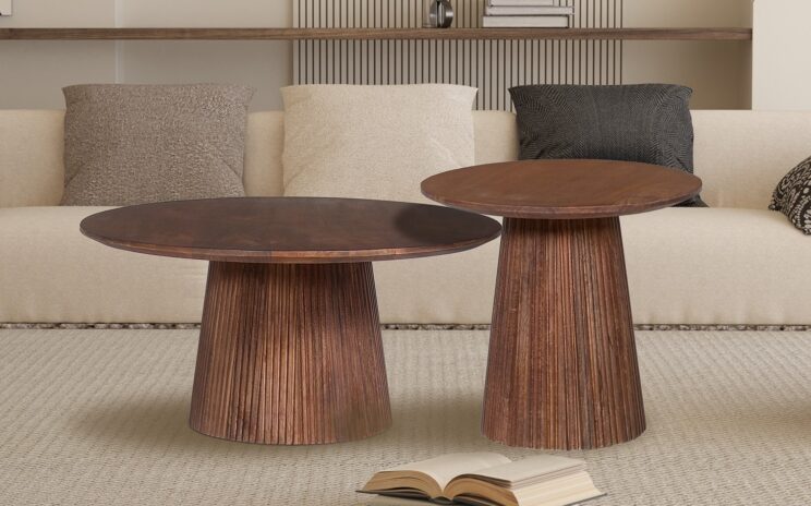 Table basse ronde en bois de manguier "Miguel" - Image 6