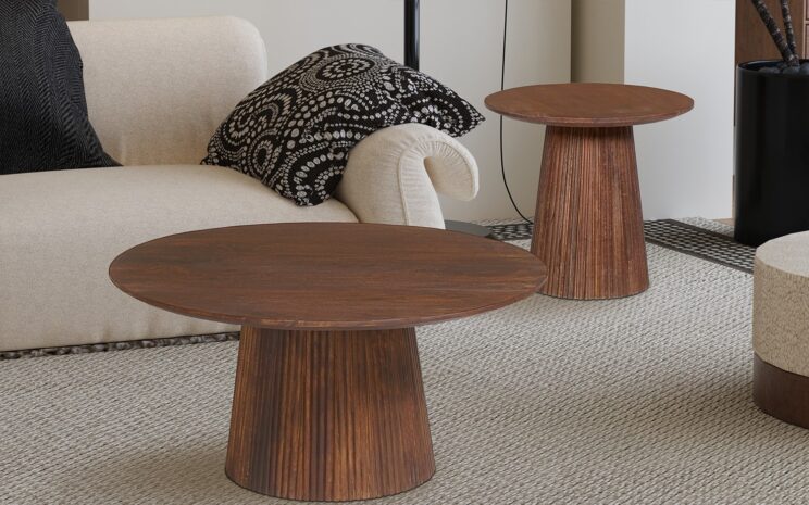 Table basse ronde en bois de manguier "Miguel" - Image 7