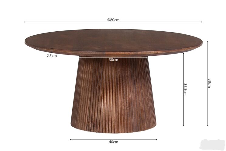 Table basse ronde en bois de manguier "Miguel" - Image 5