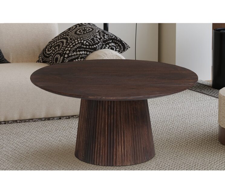 Table basse ronde en bois de manguier "Miguel"