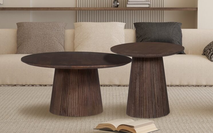 Table basse ronde en bois de manguier "Miguel" - Image 6