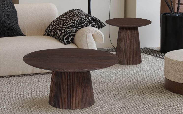 Table basse ronde en bois de manguier "Miguel" - Image 7
