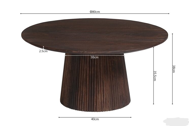 Table basse ronde en bois de manguier "Miguel" - Image 5