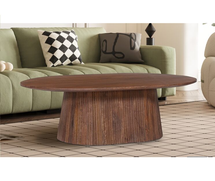 Table basse ovale en bois de manguier "Miguel"