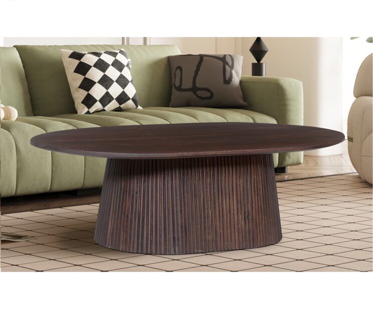 Table basse ovale en bois de manguier "Miguel"