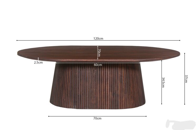 Table basse ovale en bois de manguier "Miguel" - Image 6