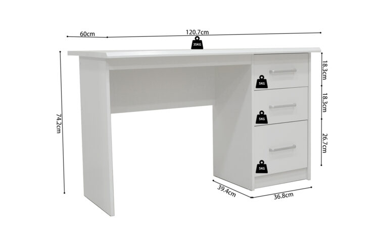 Bureau 3 tiroirs "Mateo" - Image 8