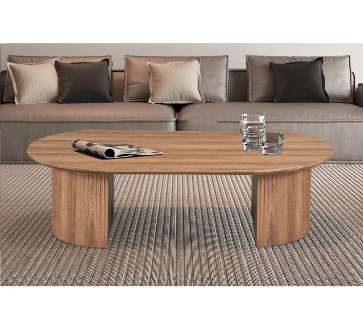 Table basse ovale décor bois "Lagos"