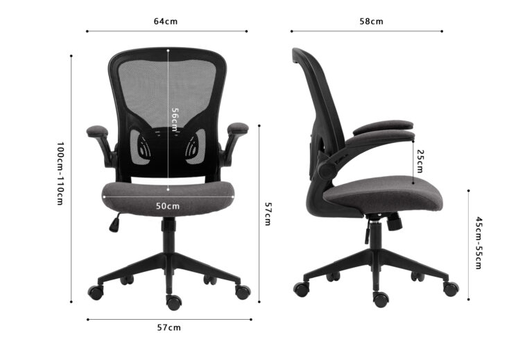 Chaise de bureau noir/gris "Marcos" - Image 6