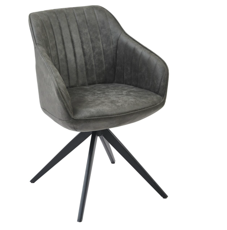 Chaise pivotante en micro fibre gris "Florent"