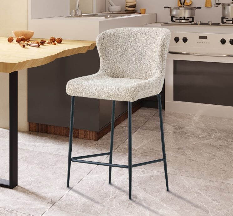 Tabouret en tissu bouclé "Lisa"
