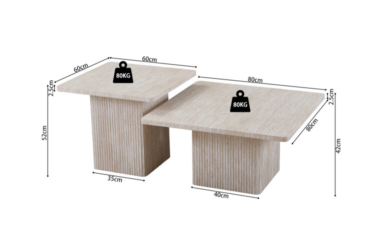 Set de 2 tables basses "Bobby" décor travertin - Image 10