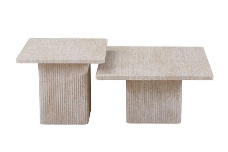 Set de 2 tables basses "Bobby" décor travertin - Image 3