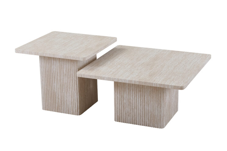 Set de 2 tables basses "Bobby" décor travertin - Image 4