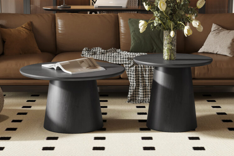 Table d'appoint ronde "Miklos" 60cm décor brun foncé - Image 2