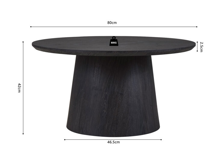 Table basse ronde "Miklos" 80cm décor brun foncé - Image 7