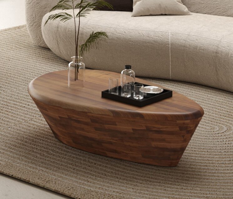 Table basse "Evan" en bois de manguier brun clair