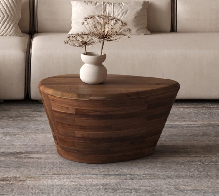 Table basse "Matteo" en bois de manguier brun clair