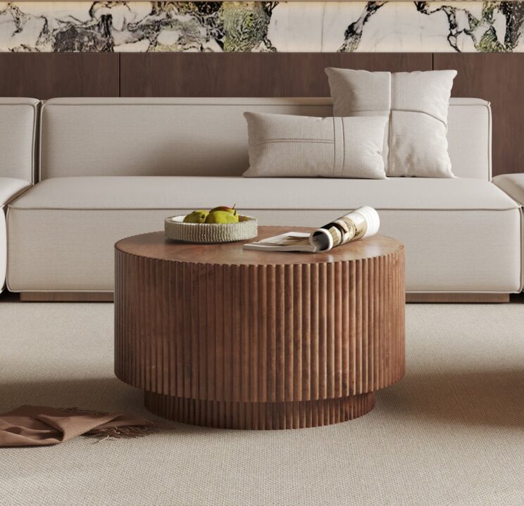 Table basse "Victor" en bois de manguier brun clair