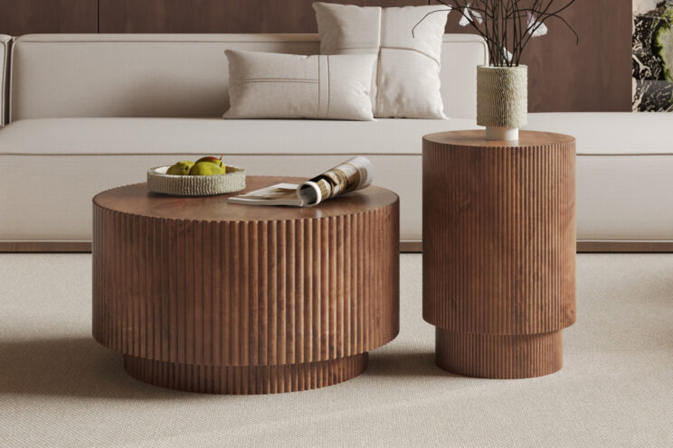 Table d'appoint "Victor" en bois de manguier brun clair - Image 2