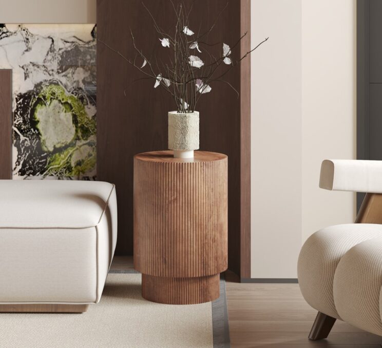 Table d'appoint "Victor" en bois de manguier brun clair