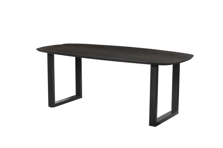 Table 'Isabella' 200 cm Pied en U Ovale en Bois de Manguier Noir - Image 5