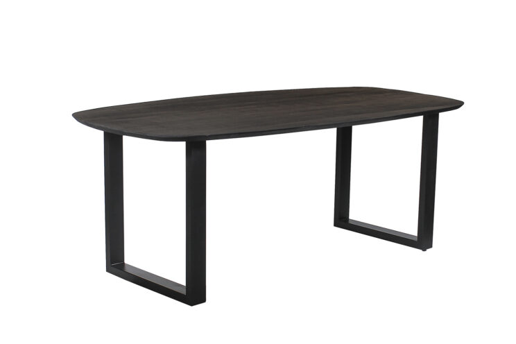 Table 'Isabella' 200 cm Pied en U Ovale en Bois de Manguier Noir - Image 6