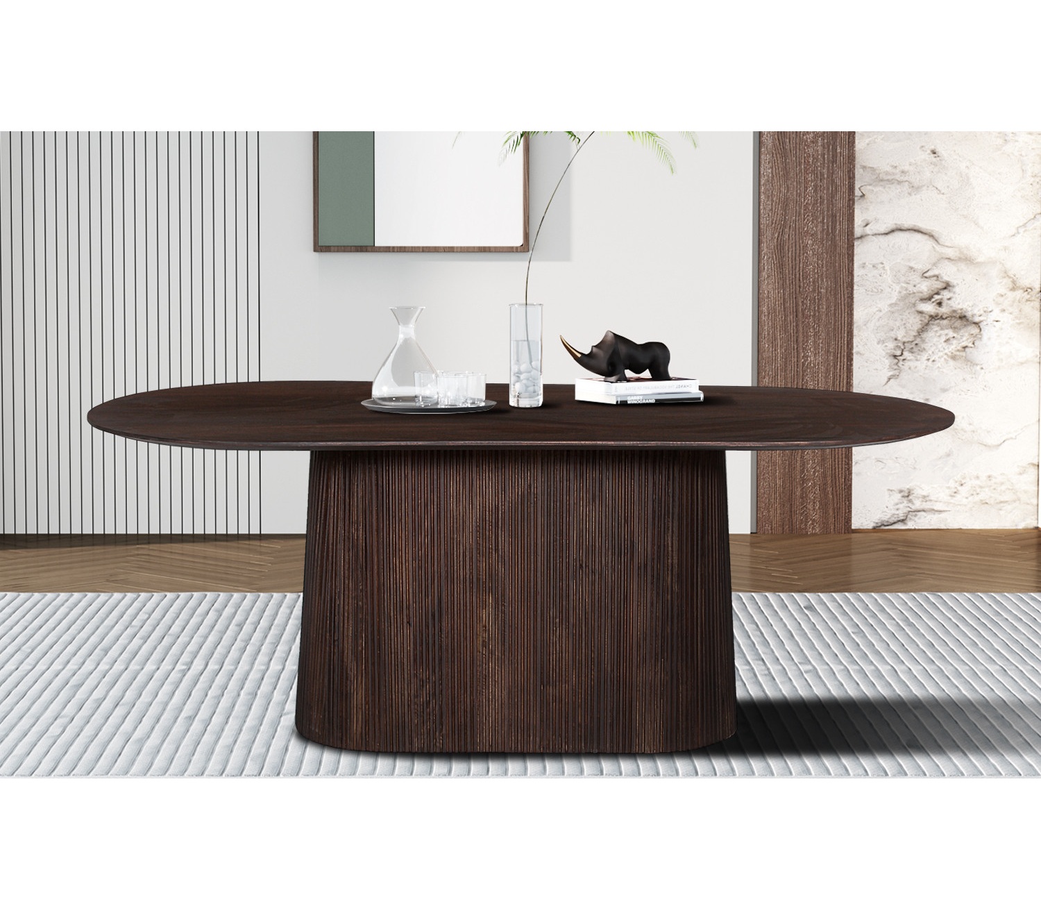 Table 'Miguel' 200 cm Ovale en bois de manguier brun foncé