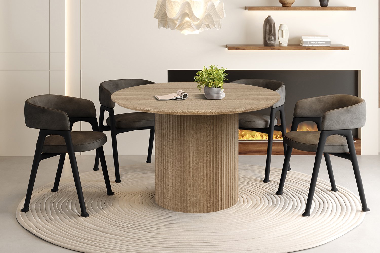 Table 'Lagos' 120 cm Ronde Décor Chêne Naturel - Image 2