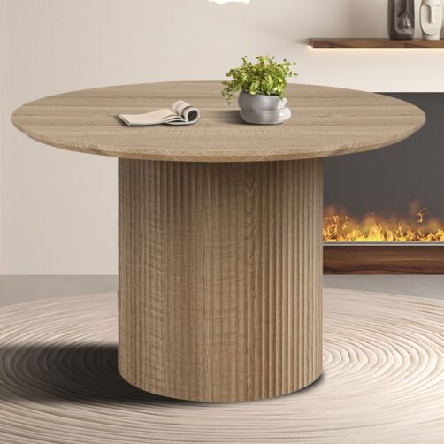 Table 'Lagos' 120 cm Ronde Décor Chêne Naturel