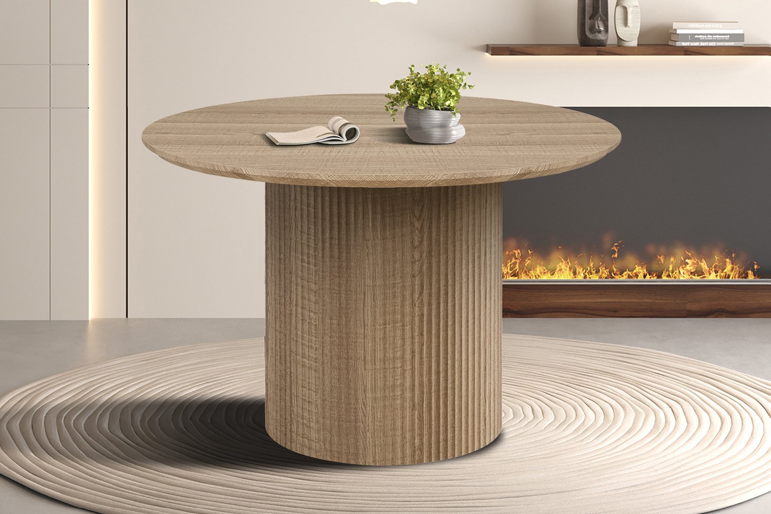 Table 'Lagos' 120 cm Ronde Décor Chêne Naturel