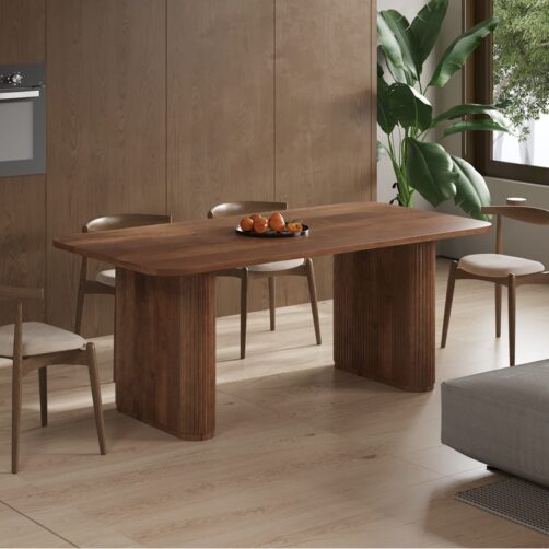 Table 'Jean' 200 cm en bois de manguier ovale danois brun clair