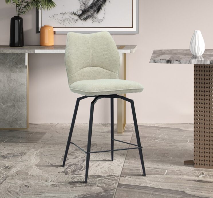 Chaise de bar "Lara" pivotante en tissu