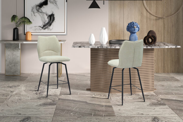 Chaise de bar "Lara" pivotante en tissu - Image 2